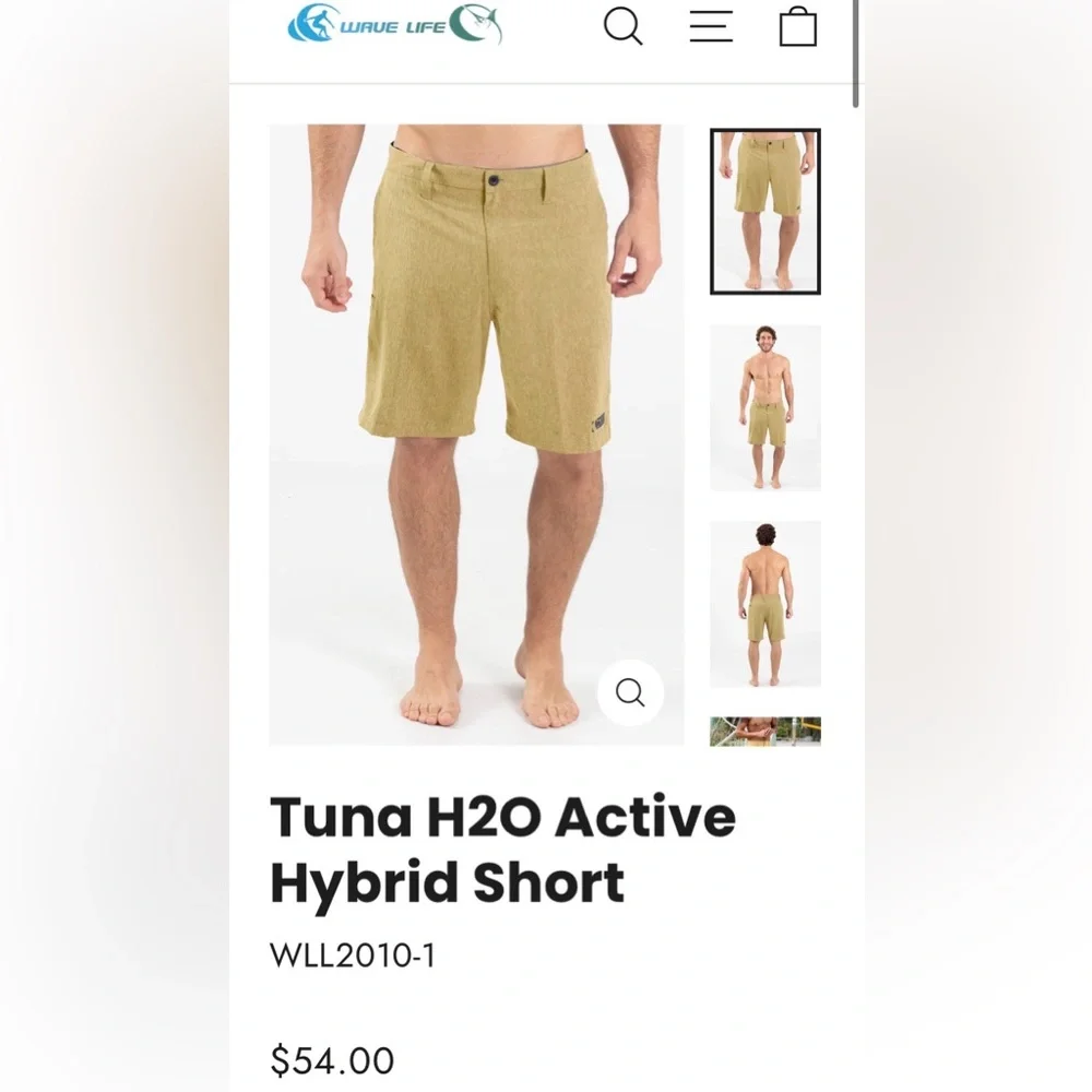 Wave Life Tuna H2O Active Hybrid Shorts Size 34 Flat Front Board Shorts